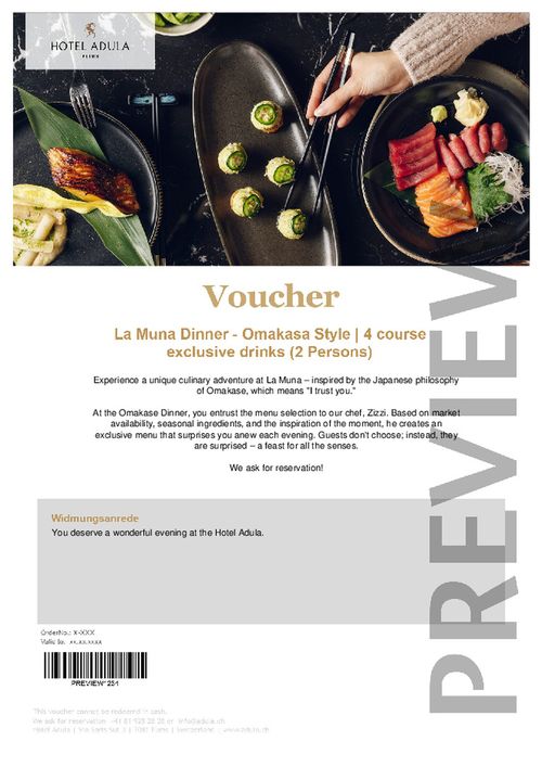 La Muna Dinner - Omakasa Style | 4 course exclusive drinks (2 persons)