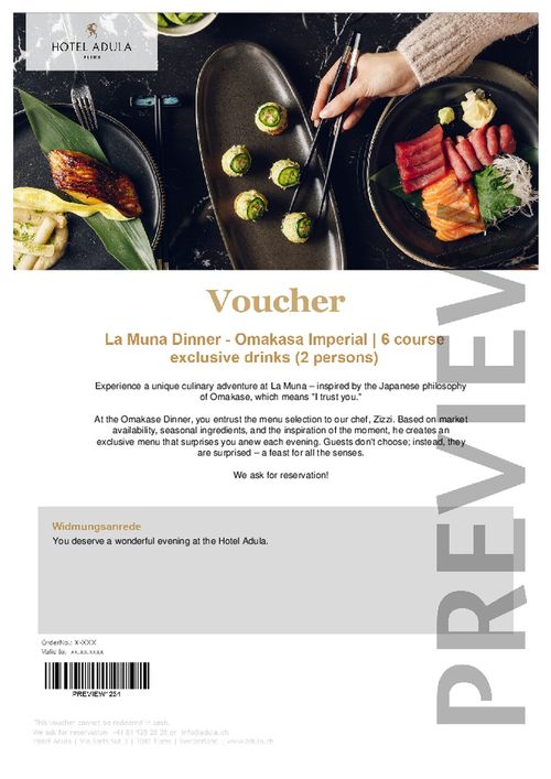 La Muna Dinner - Omakasa Imperial | 6 course exclusive drinks (2 persons)