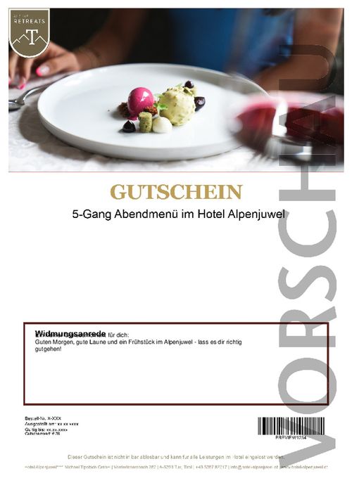 5-Gang Abendmenü im Hotel Alpenjuwel