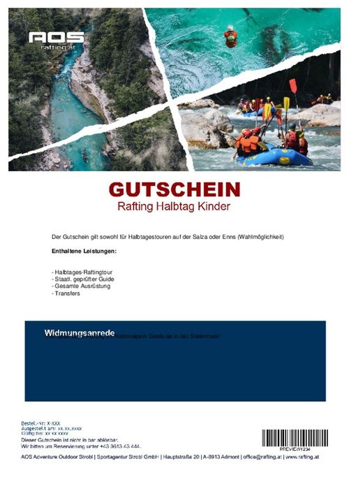 Rafting Halbtag Kinder