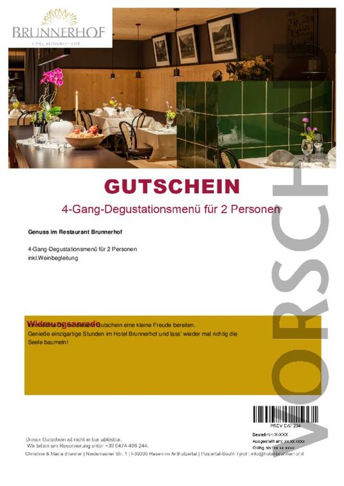 4-Gang-Degustationsmenü für 2 Personen