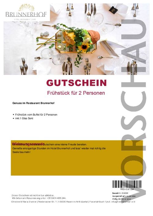 Frühstück für 2 Personen