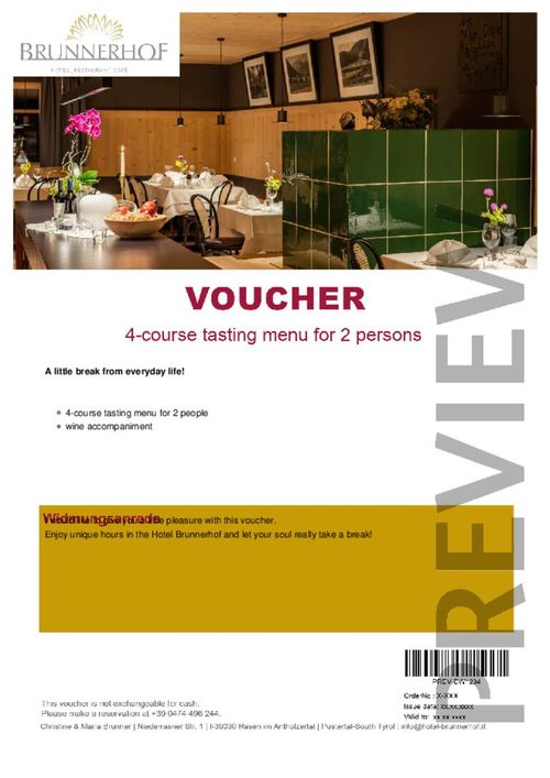 3-course menu for 2 persons