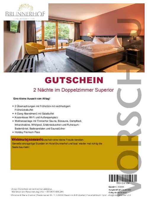 2 Nächte im Doppelzimmer Superior