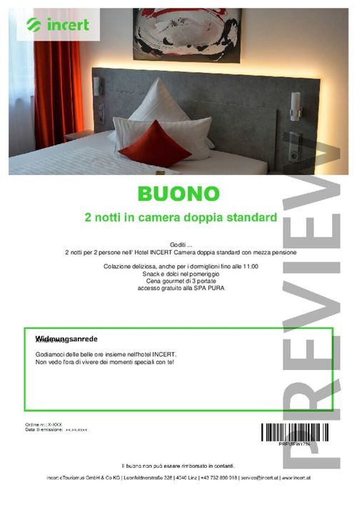 2 notti in camera doppia standard