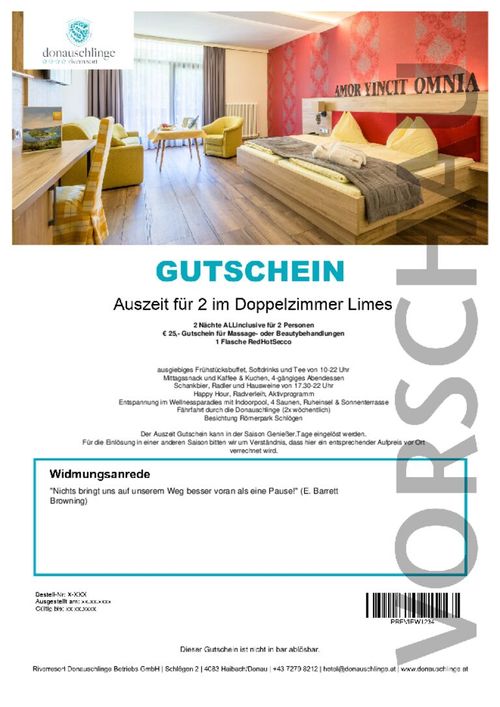 Auszeit für 2 im Doppelzimmer Limes