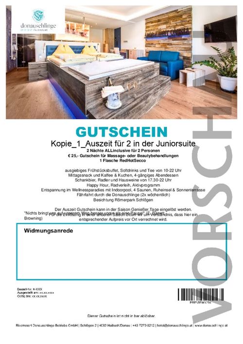 Auszeit für 2 in der Juniorsuite