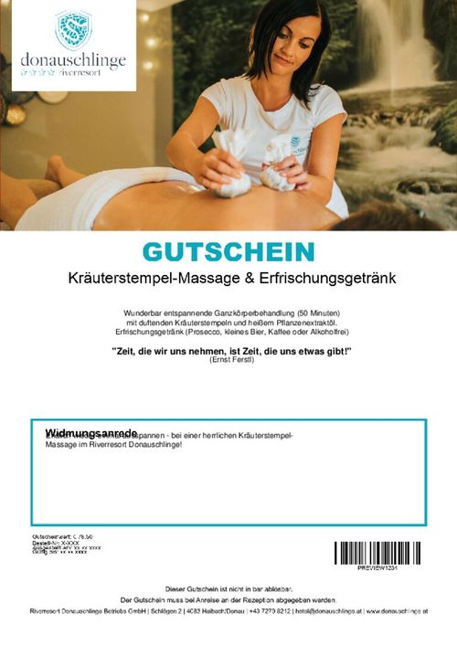 Kräuterstempel-Massage & Erfrischungsgetränk