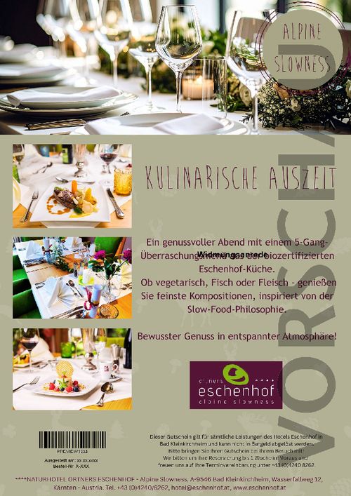 5-Gang-Slow-Food Abendmenü für 2 Personen