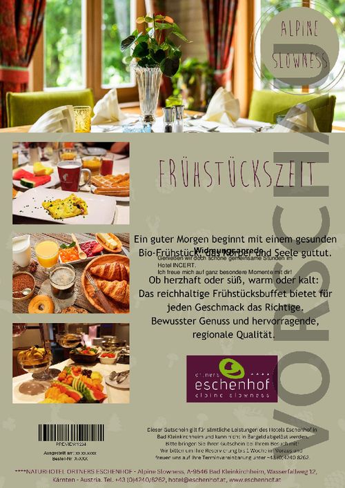 Frühstücksgutschein für 1 Person