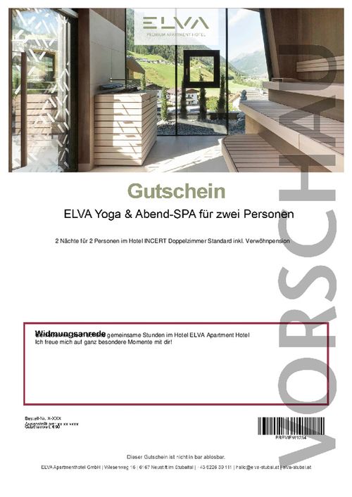 ELVA Yoga & Abend-SPA für zwei Personen