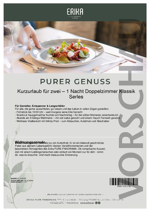 Kurzurlaub für zwei – 1 Nacht Doppelzimmer Klassik Serles