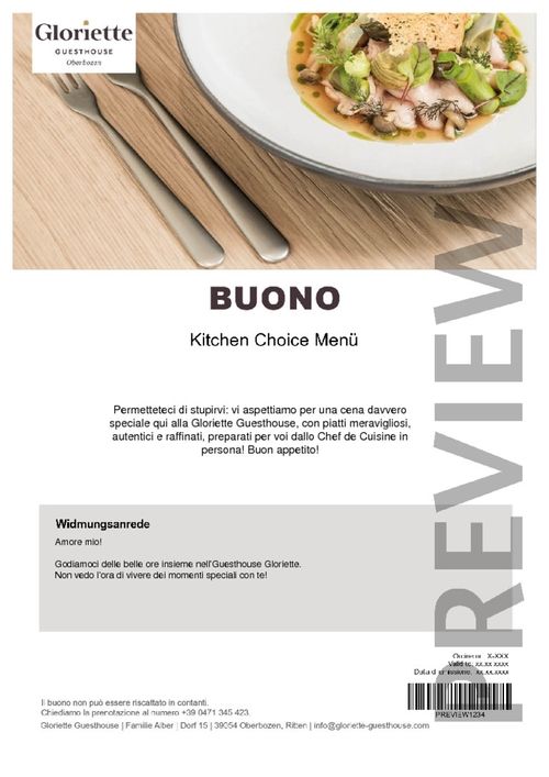 Kitchen Choice Menü per 1 Persona