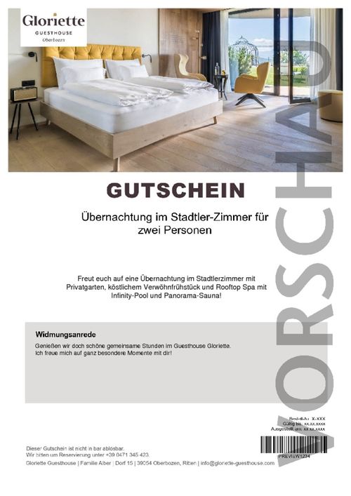 Übernachtung im Stadtler-Zimmer für zwei Personen