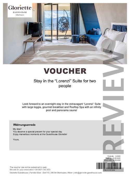 Stay in the “Lorenzi” Suite for two people