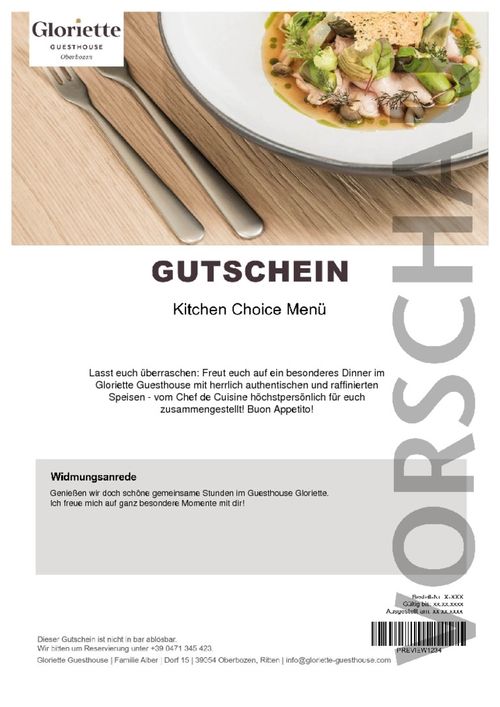 Kitchen Choice Menü für 2 Personen