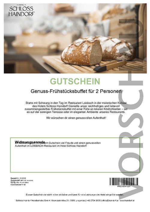 Genuss-Frühstücksbuffet für 2 Personen