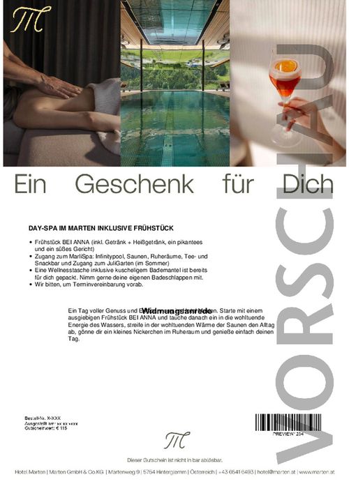 DAY-SPA IM MARTEN INKL. FRÜHSTÜCK