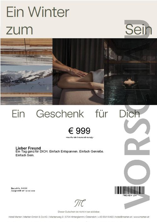 DAY-SPA IN THE HOTEL MARTEN INCL. BREAKFAST