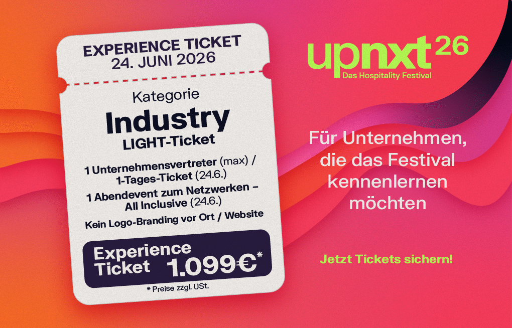 Vorschaubild: upnxt Hospitality Festival 2026 - INDUSTRY LIGHT