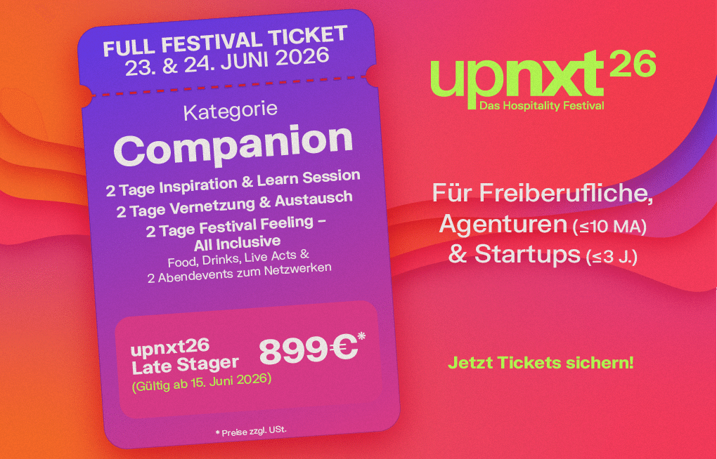 Vorschaubild: upnxt Hospitality Festival 2026 - COMPANION Late Stager