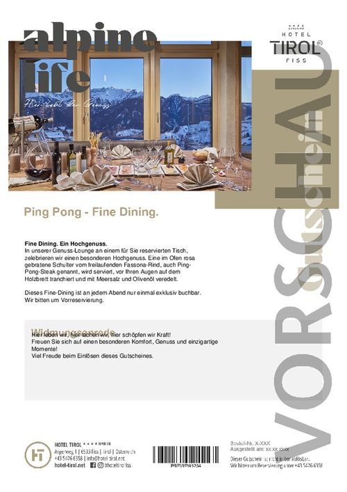 Ping Pong - Fine Dining für 2
