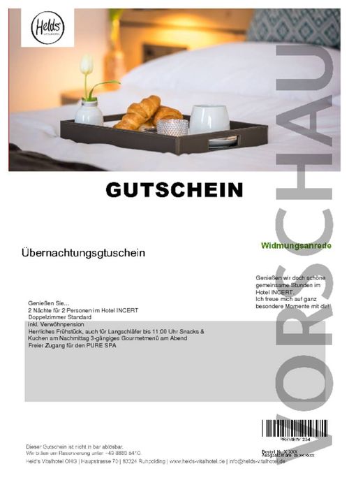 Übernachtungsgutschein Superior Juniorsuite HELDenBlick