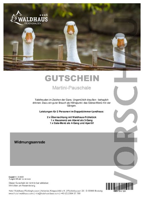 Martini-Pauschale (Wochenende)