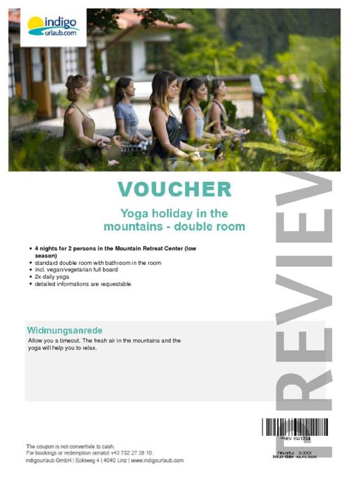 Yoga holiday in the mountains - double room