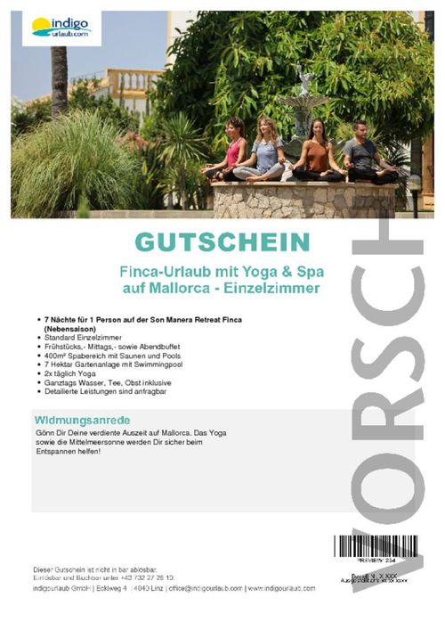 Finca-Urlaub mit Yoga & Spa auf Mallorca - Einzelzimmer