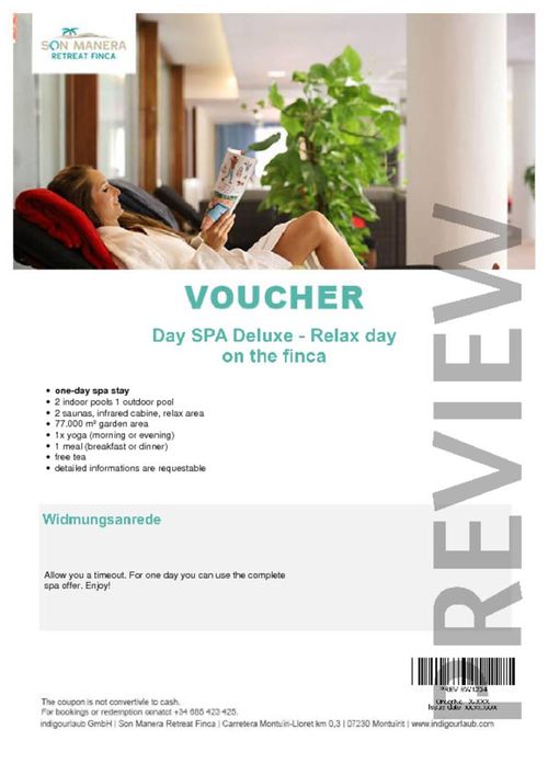 Day SPA Deluxe - Relax day on the finca