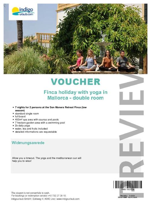 Finca holiday with yoga in Mallorca - double room