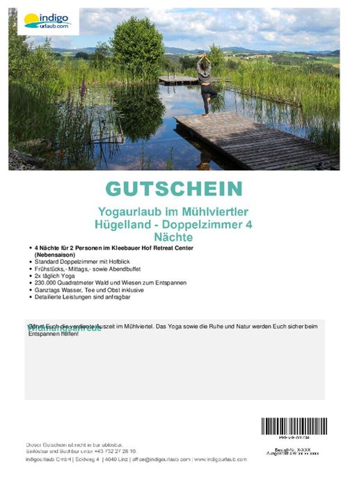 Yogaurlaub im Mühlviertler Hügelland - Doppelzimmer Landblick 4 Nächte