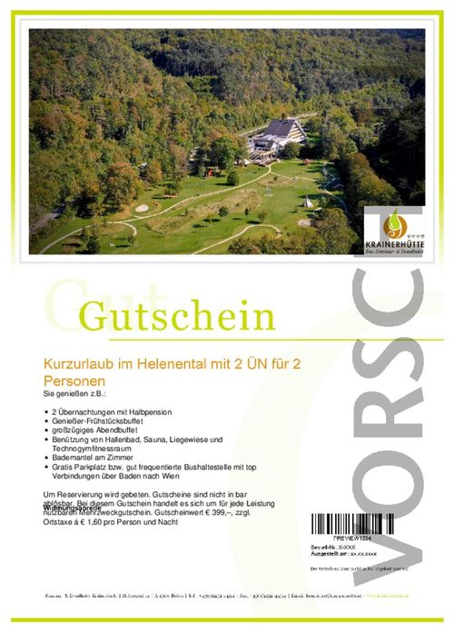 Kurzurlaub im Helenental mit 3 Übernachtungen für 2 Personen