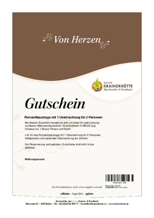 Romantikpackage mit 1 Übernachtung für 2 Personen