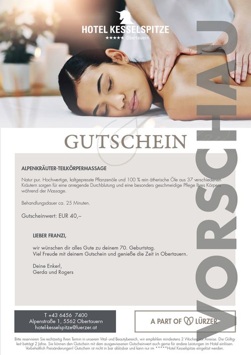 ALPINE HERB MASSAGE – PART BODY MASSAGE