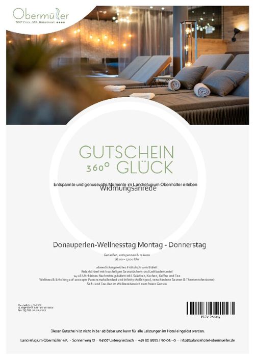 Donauperlen-Wellnesstag Montag - Donnerstag