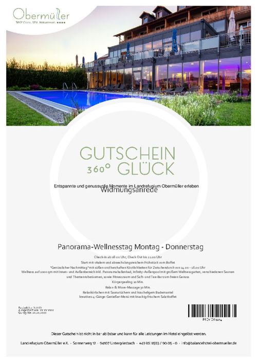 Panorama-Wellnesstag Montag - Donnerstag