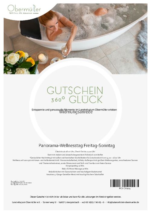 Panorama-Wellnesstag Freitag-Sonntag