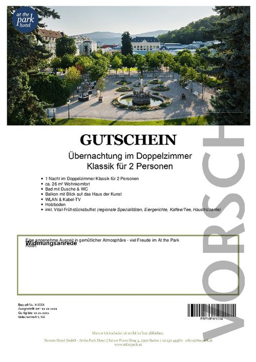 Übernachtung im Doppelzimmer Klassik für 2 Personen