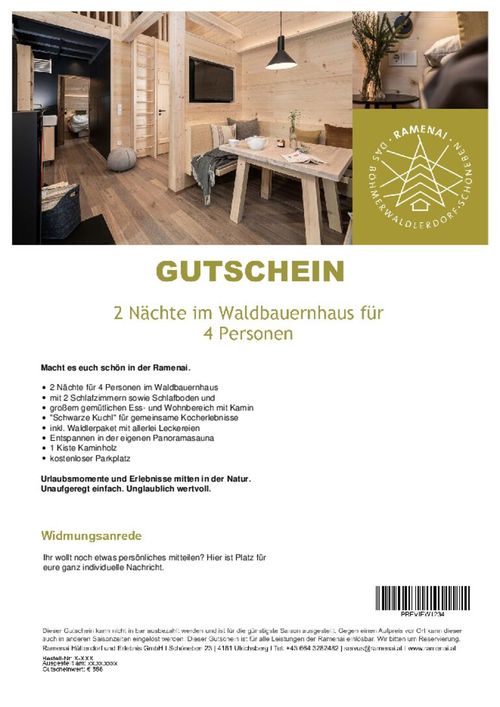 2 Nächte im Waldbauernhaus für 4 Personen