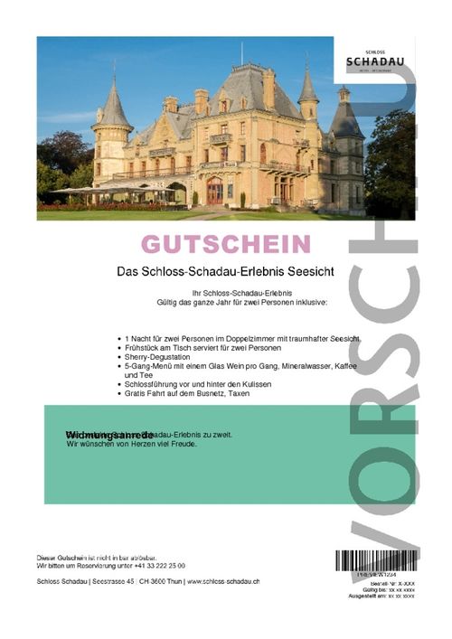 Das Schloss-Schadau-Erlebnis Seesicht