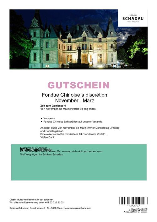 Fondue Chinoise à discrétion November - Februar