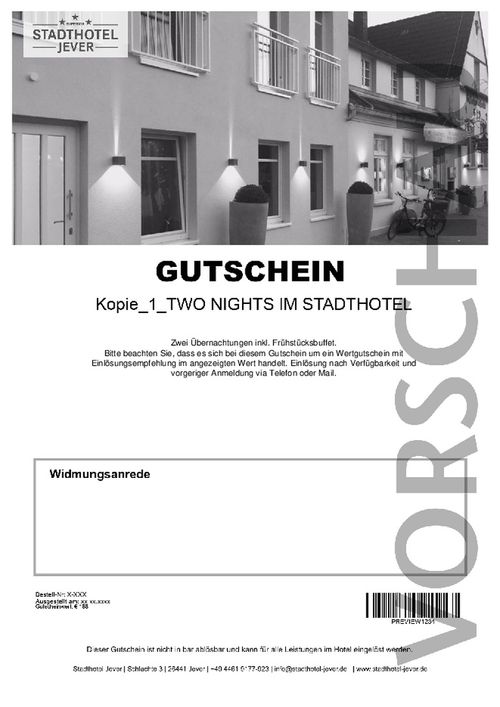 TWO NIGHTS IM STADTHOTEL