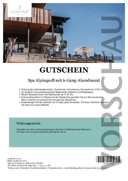 Spa Alpinquell mit 6-Gang-Abendmenü