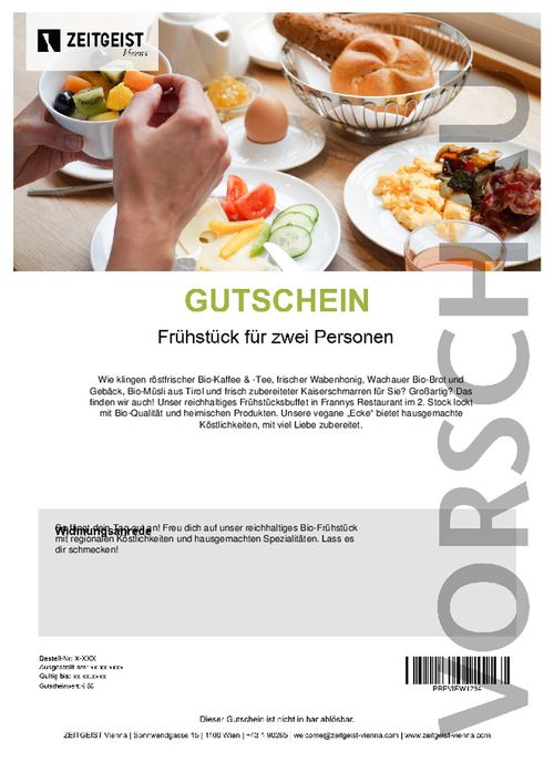 Frühstück für zwei Personen